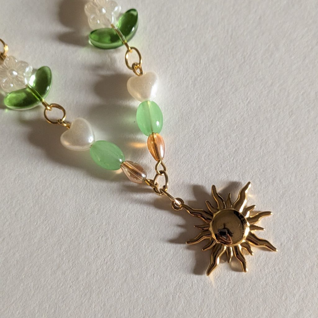 Zugnoo Gold Sun Charm Bead Necklace