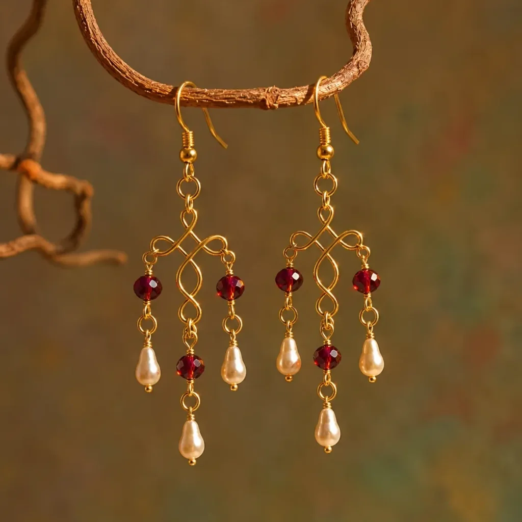 Zugnoo Gold Wire Pearl Chandelier Earrings