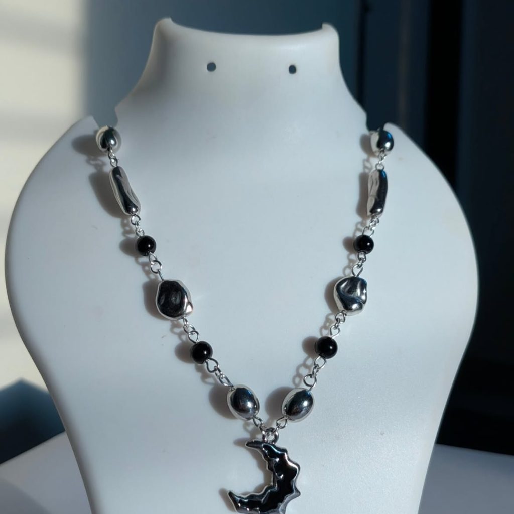 Zugnoo Enamel Crescent Moon Necklace