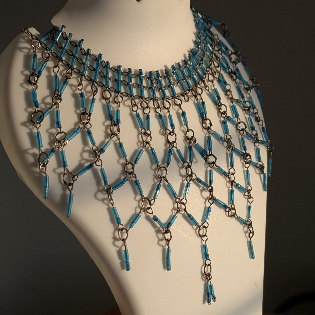 Emerald Green Beaded Bib Choker Necklace