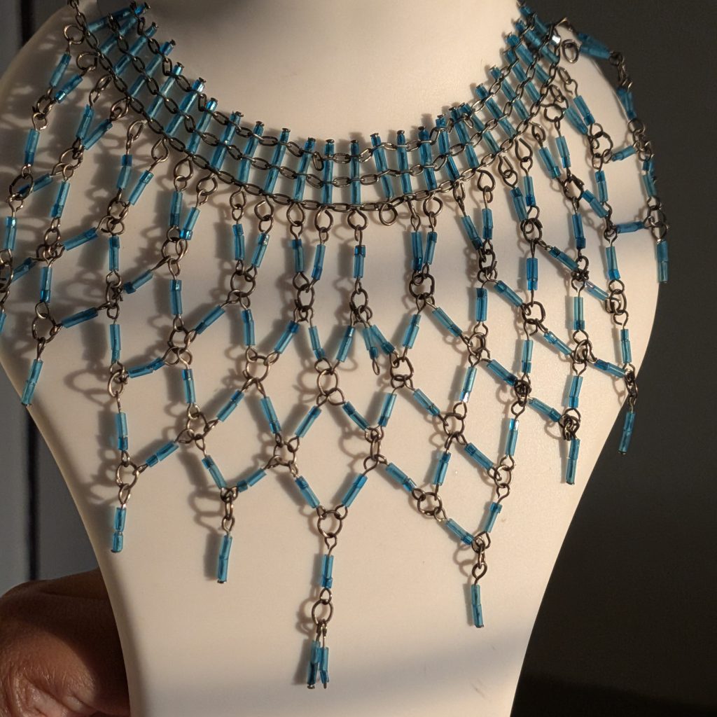 Emerald Green Beaded Bib Choker Necklace
