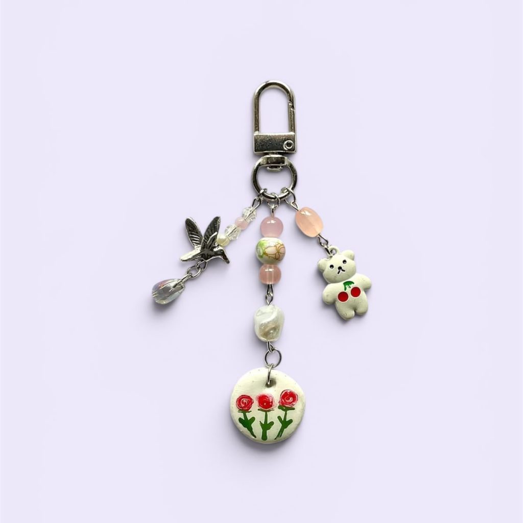 Rose and teddy keychains/bag charm