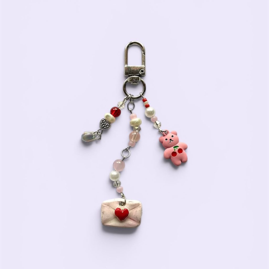 Rose and teddy keychains/bag charm